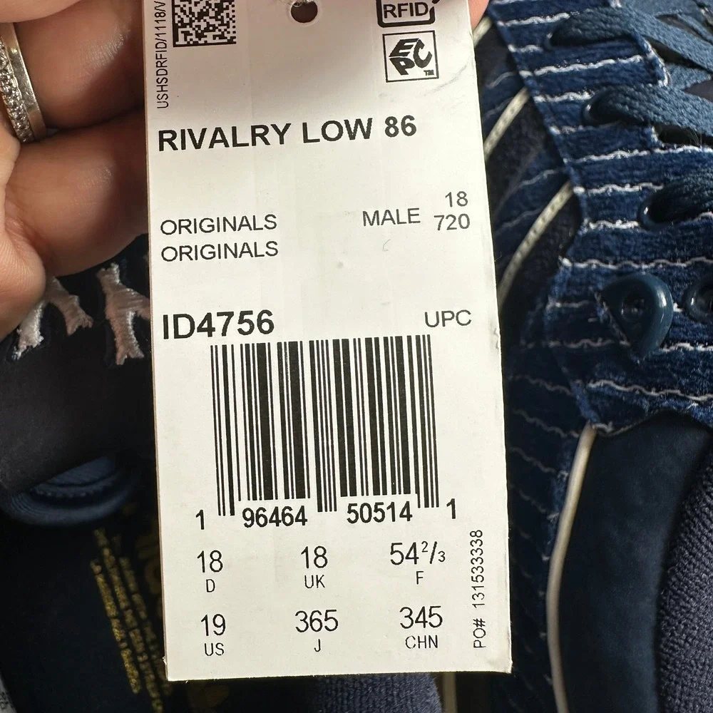 Adidas Rivalry Low 86 Mens 19 Navy Blue Pinstripe NY Streetwear Suede NEW IE7183